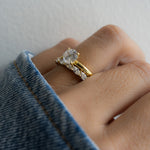 Paired with an engagement ring, this marquise eternity band enhances its brilliance, making it the perfect wedding jewelry for a seamless, elegant look.