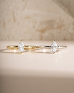 Gold and sterling silver Solitaire Marquise Ring by Sami Jewels featuring a marquise-shaped gemstone setting.