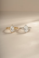 Gold and sterling silver Bezel Marquise Ring by Sami Jewels featuring a marquise-shaped gemstone setting.