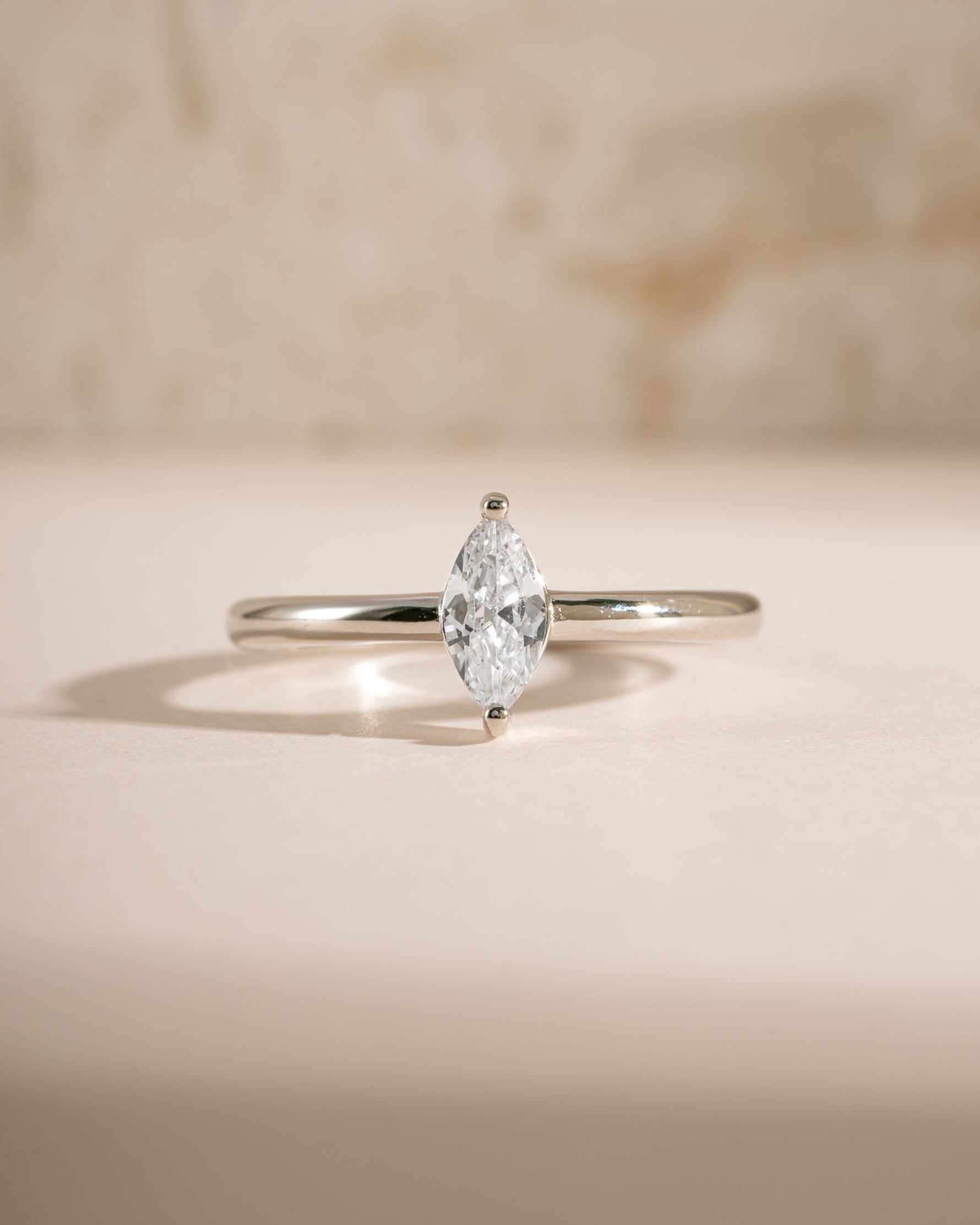 Sterling silver Solitaire Marquise Ring by Sami Jewels featuring a marquise-shaped gemstone and elegant band design.