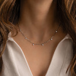 silver paperclip necklace with diamond charms