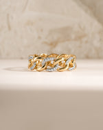 Sami Jewels mixed metal pavé chain ring featuring sparkling pave details and a stylish layered chain design.