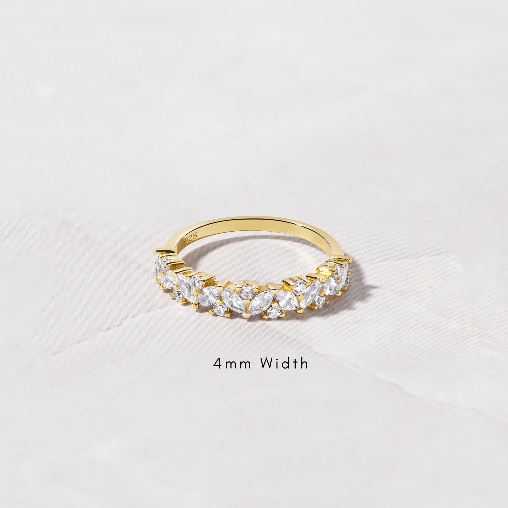 4mm multi stone wedding band ring