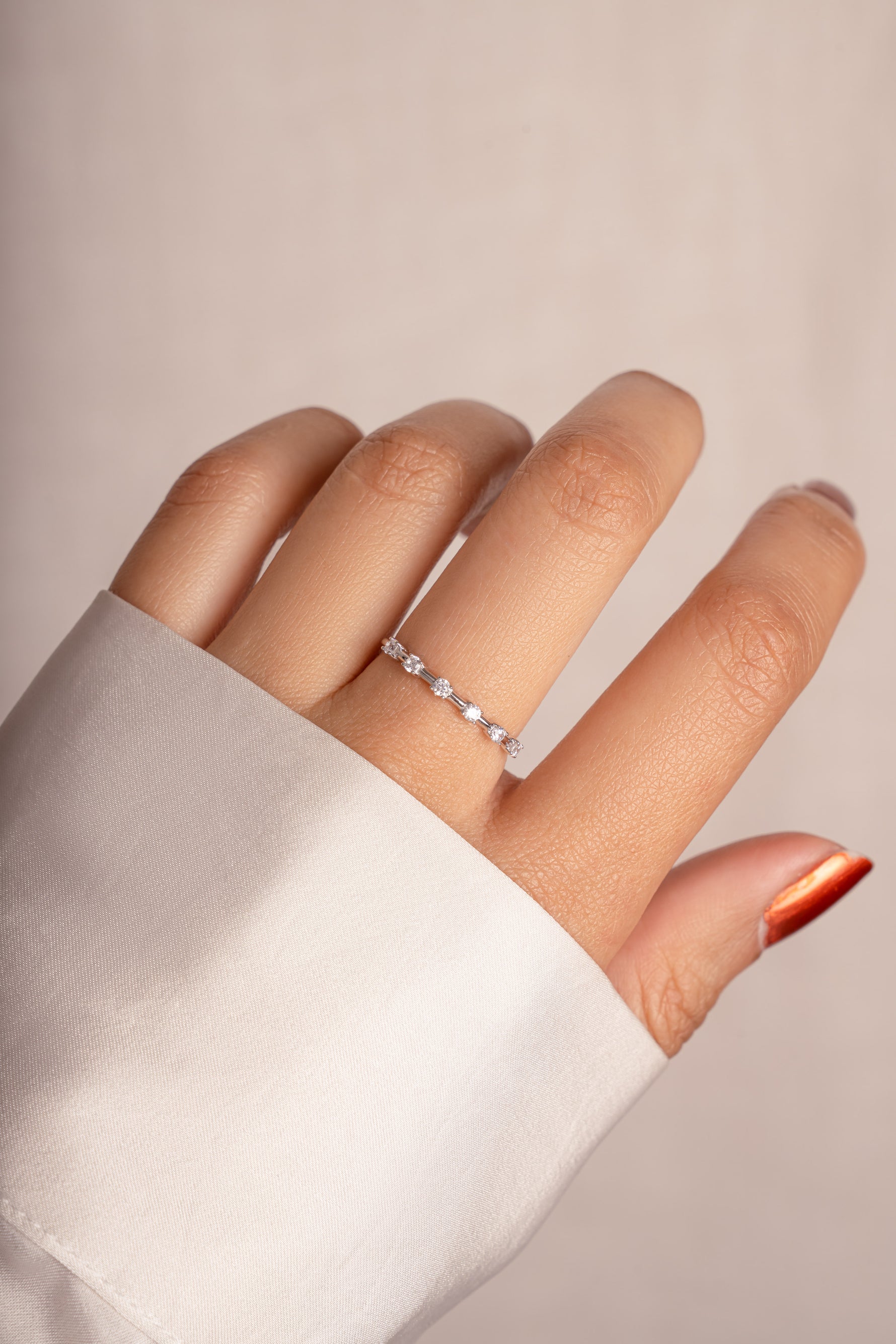 Sterling silver multi-stone diamond ring by Sami Jewels featuring colorful gemstones and a polished band.