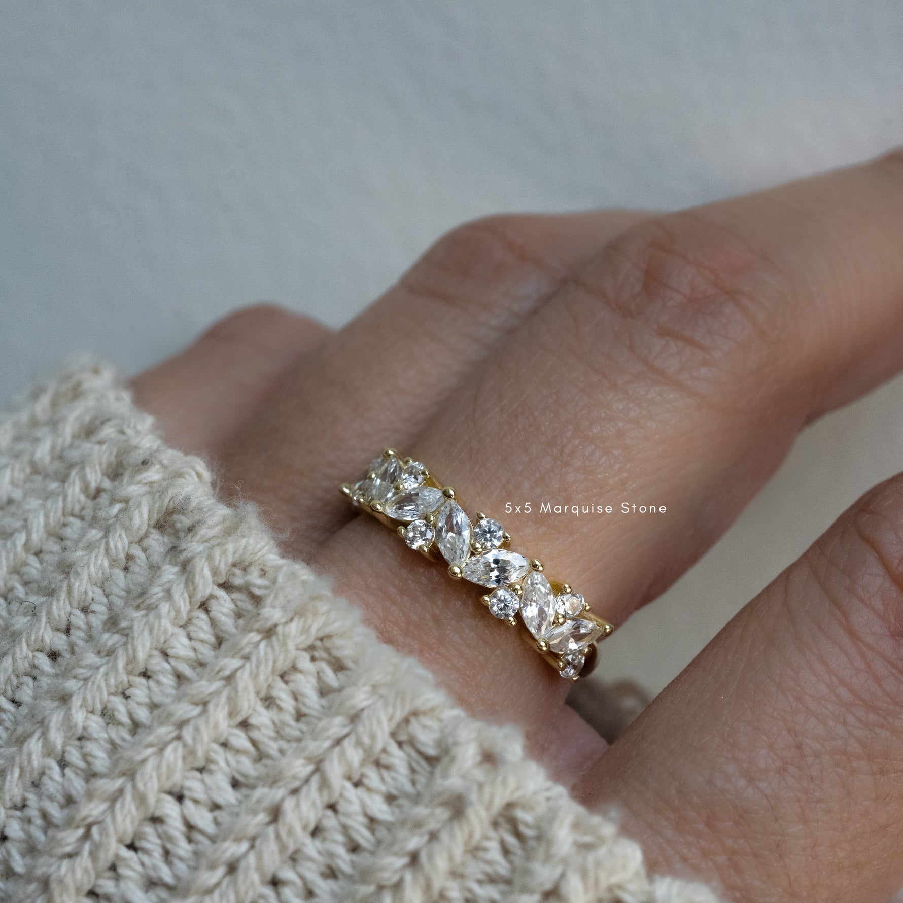Multi stone marquise cut stone ring