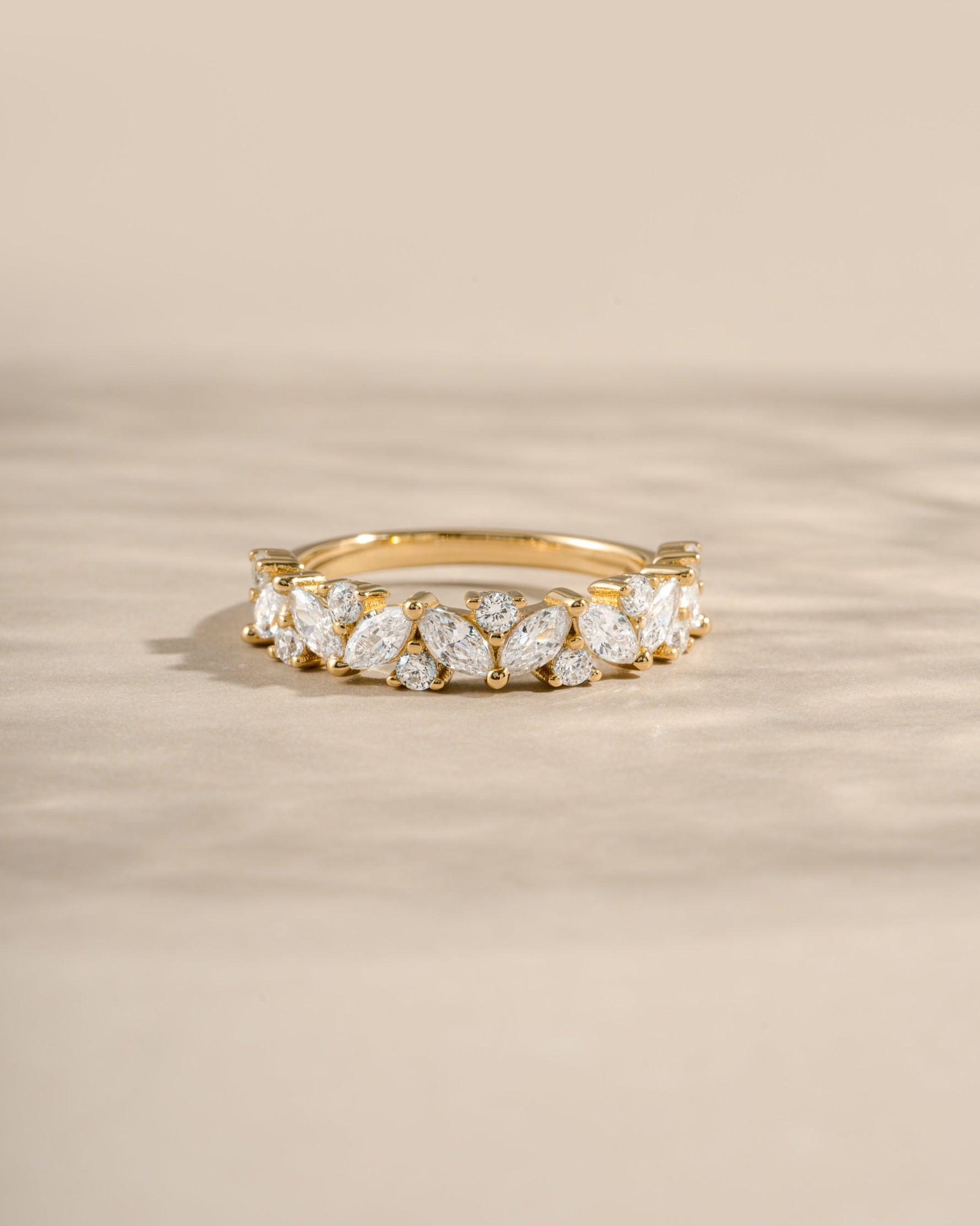 Sami Jewels 5mm multi-stone diamond ring with gold band, front view showcasing colorful gemstones and elegant design.