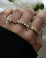 Sami Jewels 5mm multi-stone diamond gold ring featuring colorful gemstones set in a sleek gold band.