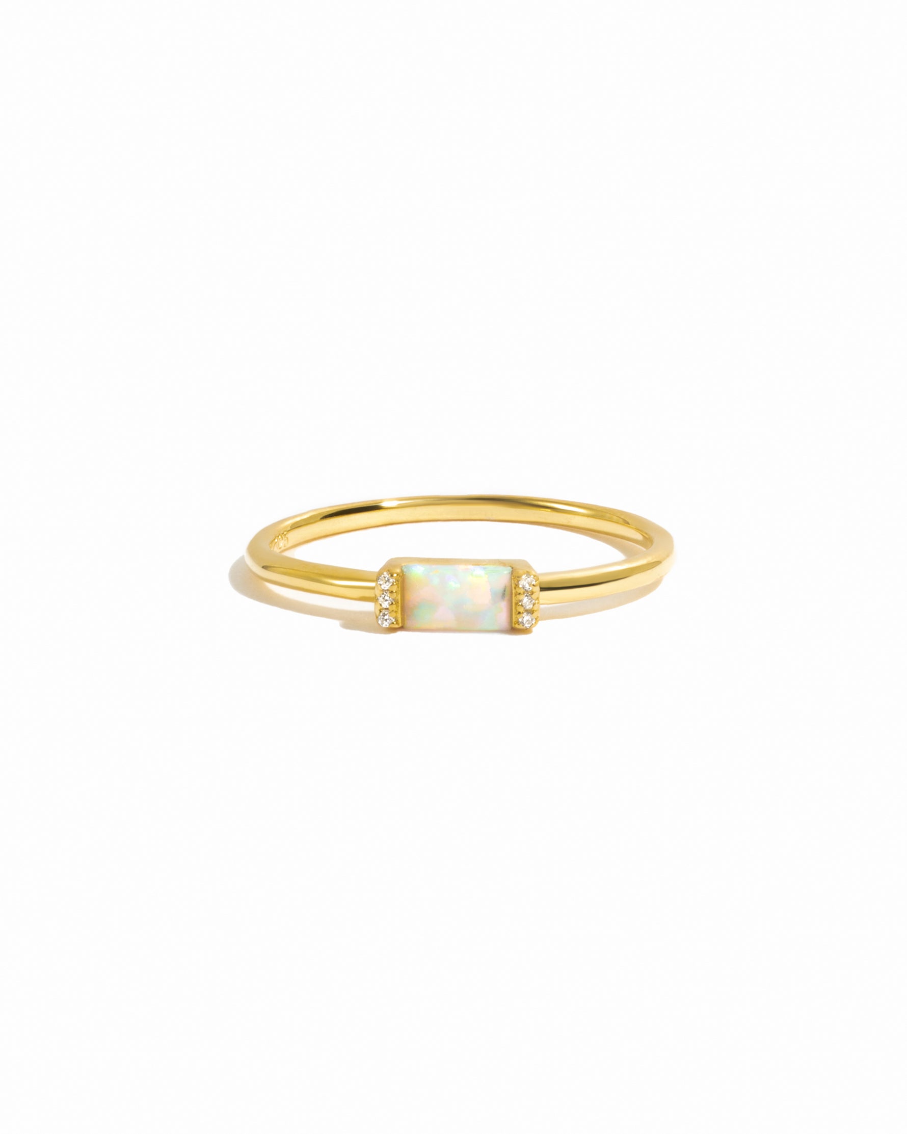 Gold Opal Baguette Ring by Samijewels-527 featuring a rectangular opal gemstone set in a sleek gold band.