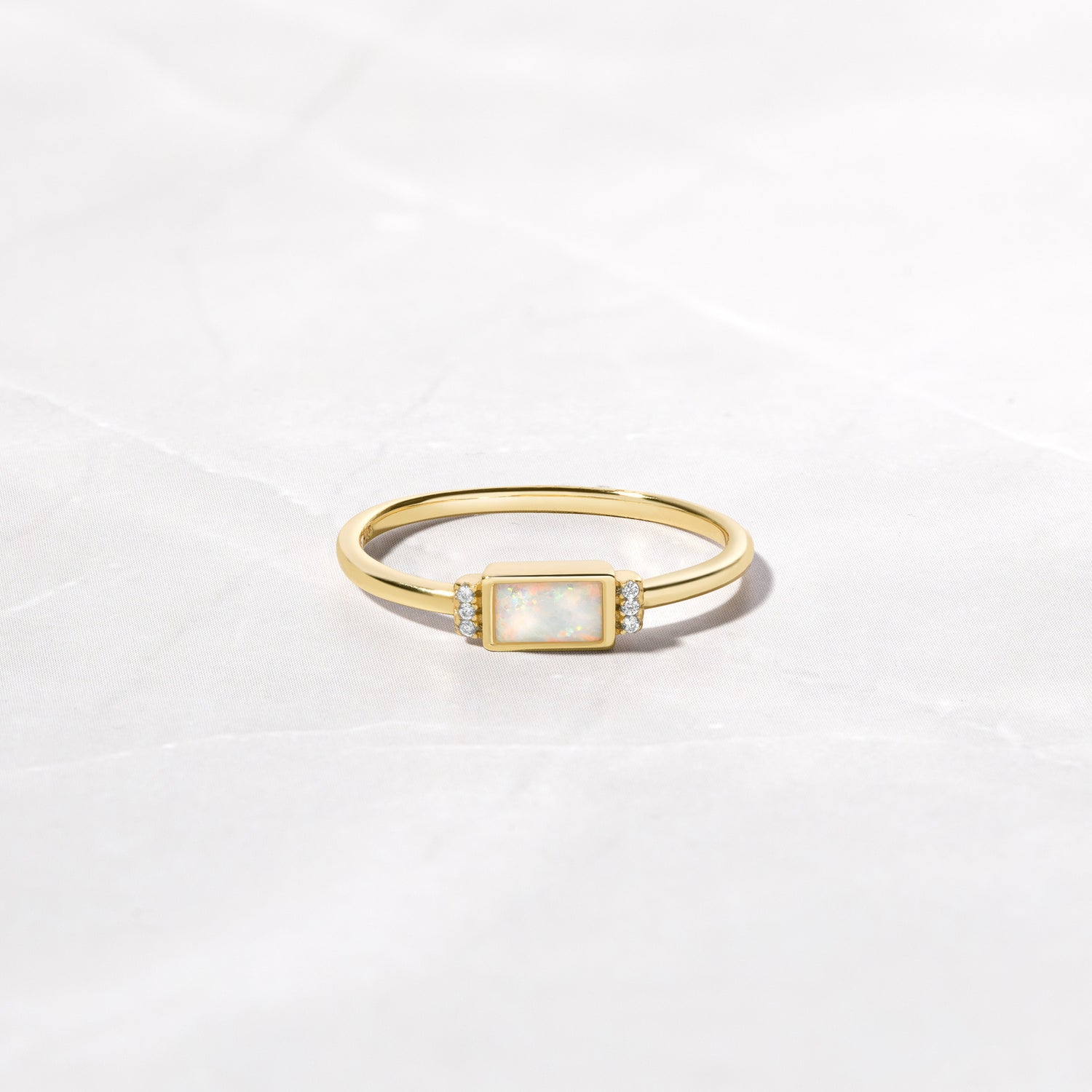 Bezel Baguette Opal Ring