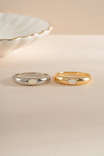 Gold and sterling silver Opal Dome Ring by Sami Jewels featuring a smooth, rounded opal gemstone setting.