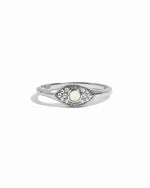 Sterling silver Opal Evil Eye ring from Sami Jewels with a vibrant opal gemstone and protective evil eye design.