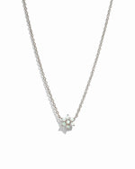 Sterling silver Opal Flower Necklace by Sami Jewels with a delicate floral design on a white background.