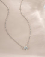 Sterling silver Opal Flower Necklace by Sami Jewels featuring a vibrant opal flower pendant on a delicate chain.