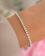 Sterling silver Opal Tennis Bracelet by Sami Jewels showcasing vibrant opal stones arranged in a sleek bracelet design.