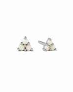 Sterling silver Opal Three Stone Stud Earrings by Sami Jewels, showcasing sparkling opal gemstones in a classic stud design.