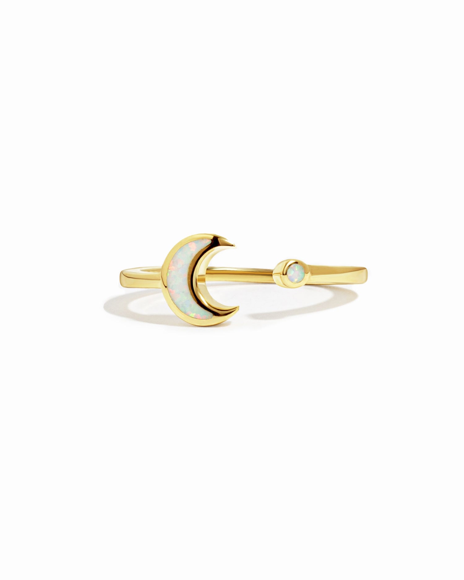 Gold Opal Moon Ring by Sami Jewels featuring a luminous opal stone set in a stylish gold band.