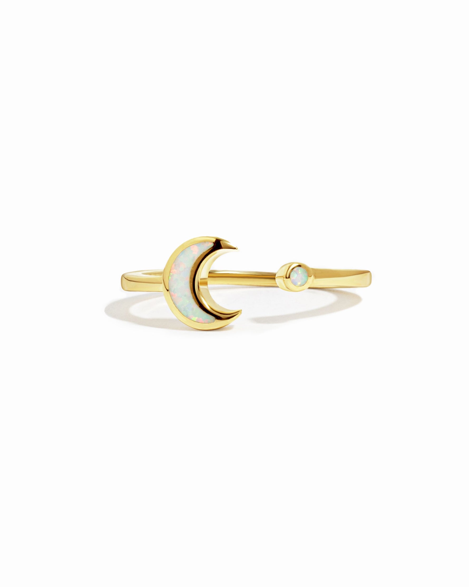 Gold Opal Moon Ring by Sami Jewels featuring a luminous opal stone set in a stylish gold band.