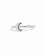 Sterling silver Opal Moon Ring by Sami Jewels featuring a round opal gemstone on a sleek band.