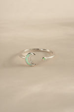 Sterling silver Opal Moon Ring by Sami Jewels featuring a luminous opal gemstone and celestial moon design.