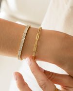 Gold Amanda Paperclip Bracelet by Sami Jewels featuring sleek, modern paperclip design on a clean background.