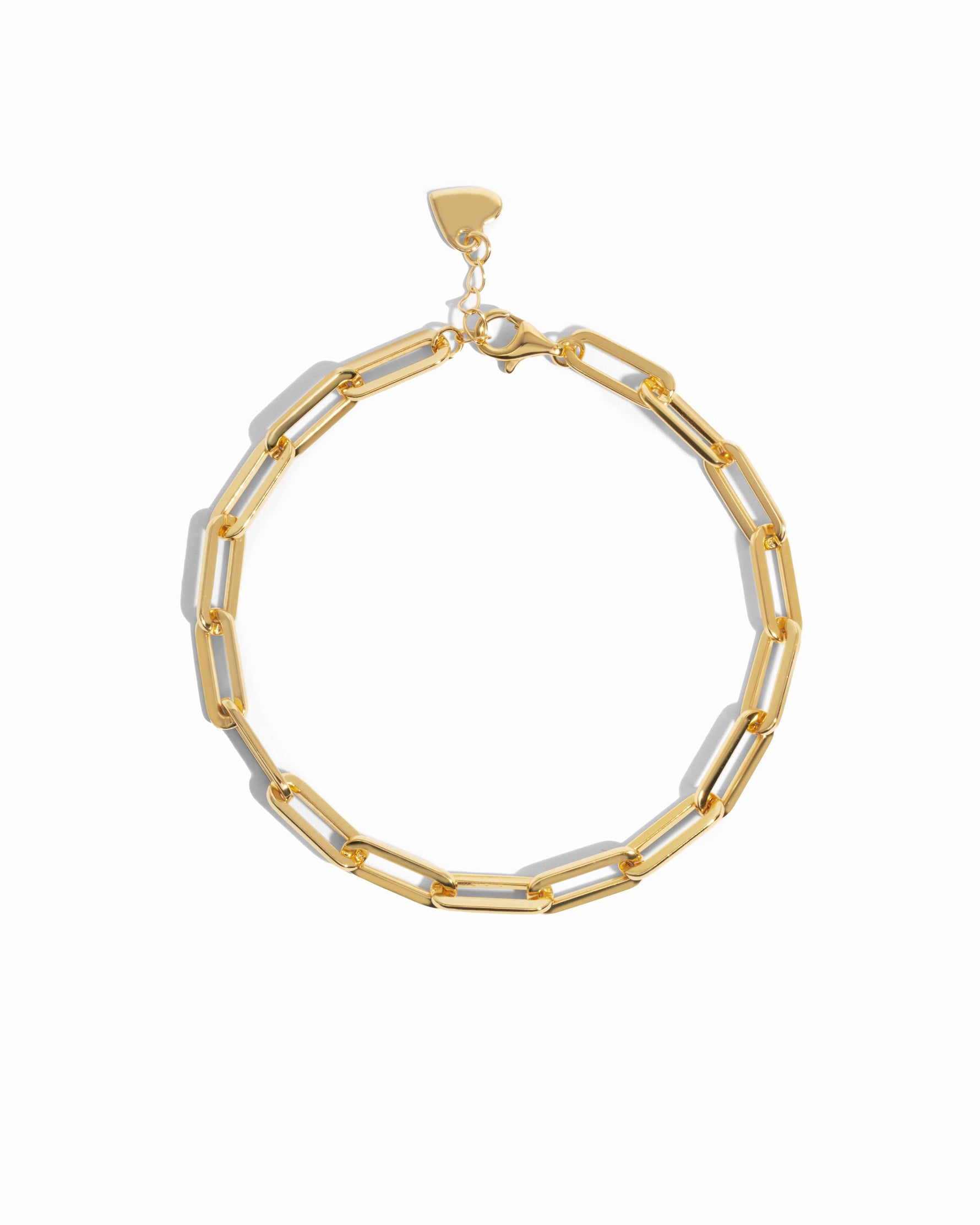 Gold Amanda Paperclip Bracelet by Sami Jewels, featuring sleek paperclip links on a white background.