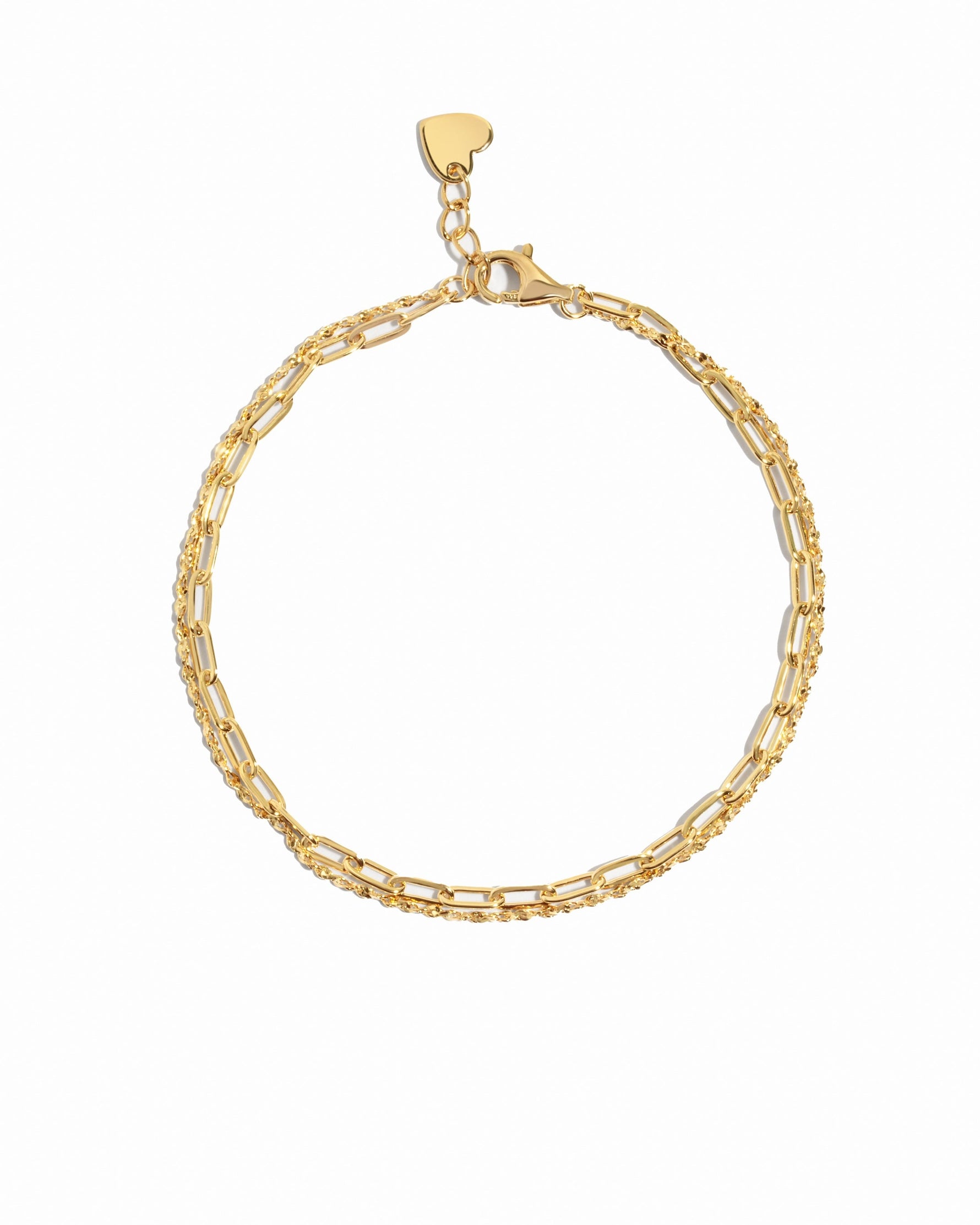 Gold paperclip and chain bracelets set by Sami Jewels, stylish jewelry accessories on a white background.
