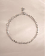 Sterling silver paperclip and chain bracelet set by Sami Jewels, showcasing sleek, modern jewelry design on a white background.