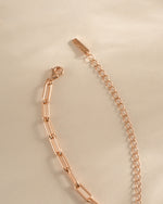 Rose gold Paperclip Necklace by Sami Jewels with lobster clasp closure, featuring sleek, modern chain links.