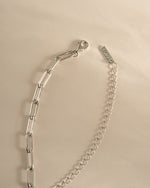 Sterling silver Paperclip Necklace with lobster clasp closure by Sami Jewels, featuring sleek, interconnected paperclip links.