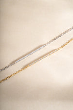 Gold and sterling silver Pavé Bar Bracelet from Sami Jewels featuring a sleek, modern design with sparkling pave accents.