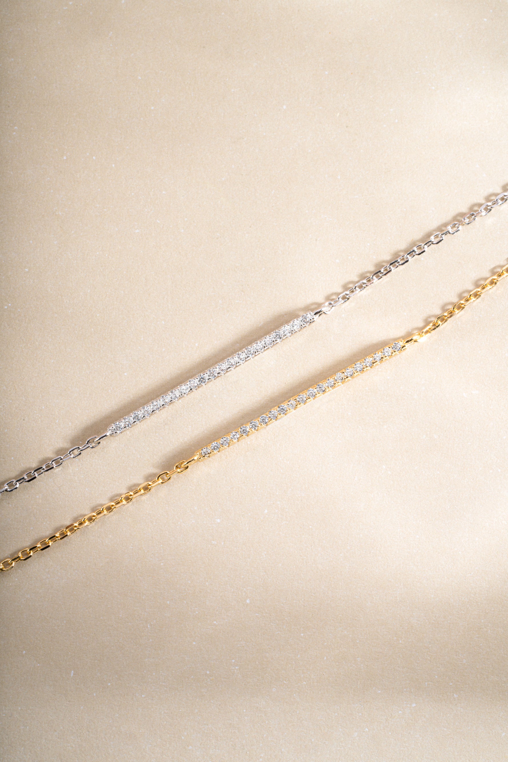 Gold and sterling silver Pavé Bar Bracelet from Sami Jewels featuring a sleek, modern design with sparkling pave accents.