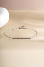 Sterling silver Pavé Bar Bracelet by Sami Jewels featuring a sleek, modern design with sparkling pave detailing.