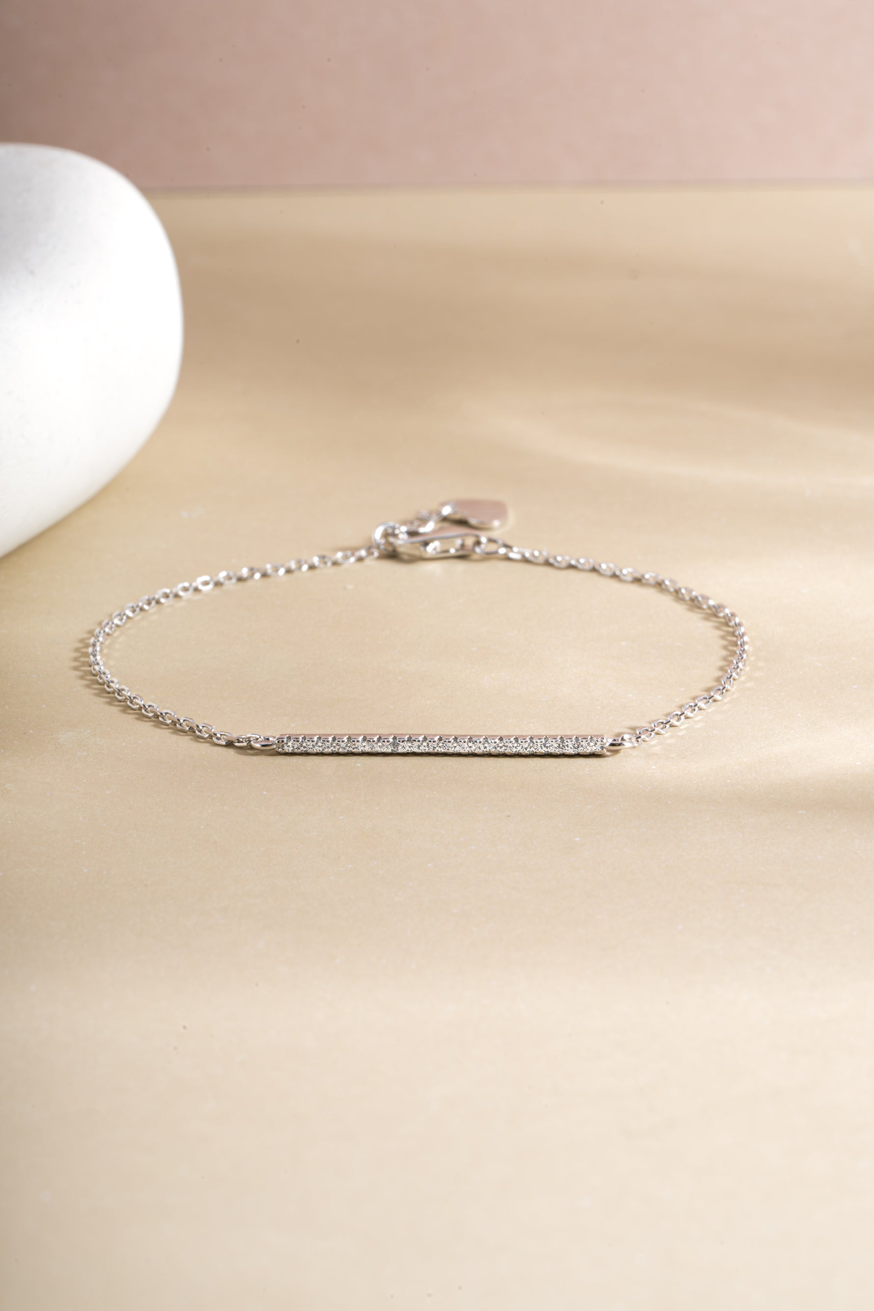 Sterling silver Pavé Bar Bracelet by Sami Jewels featuring a sleek, modern design with sparkling pave detailing.