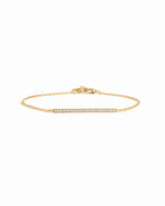 Gold Pavé Bar Chain Bracelet by Sami Jewels featuring a sleek, sparkling pave bar design on a white background.