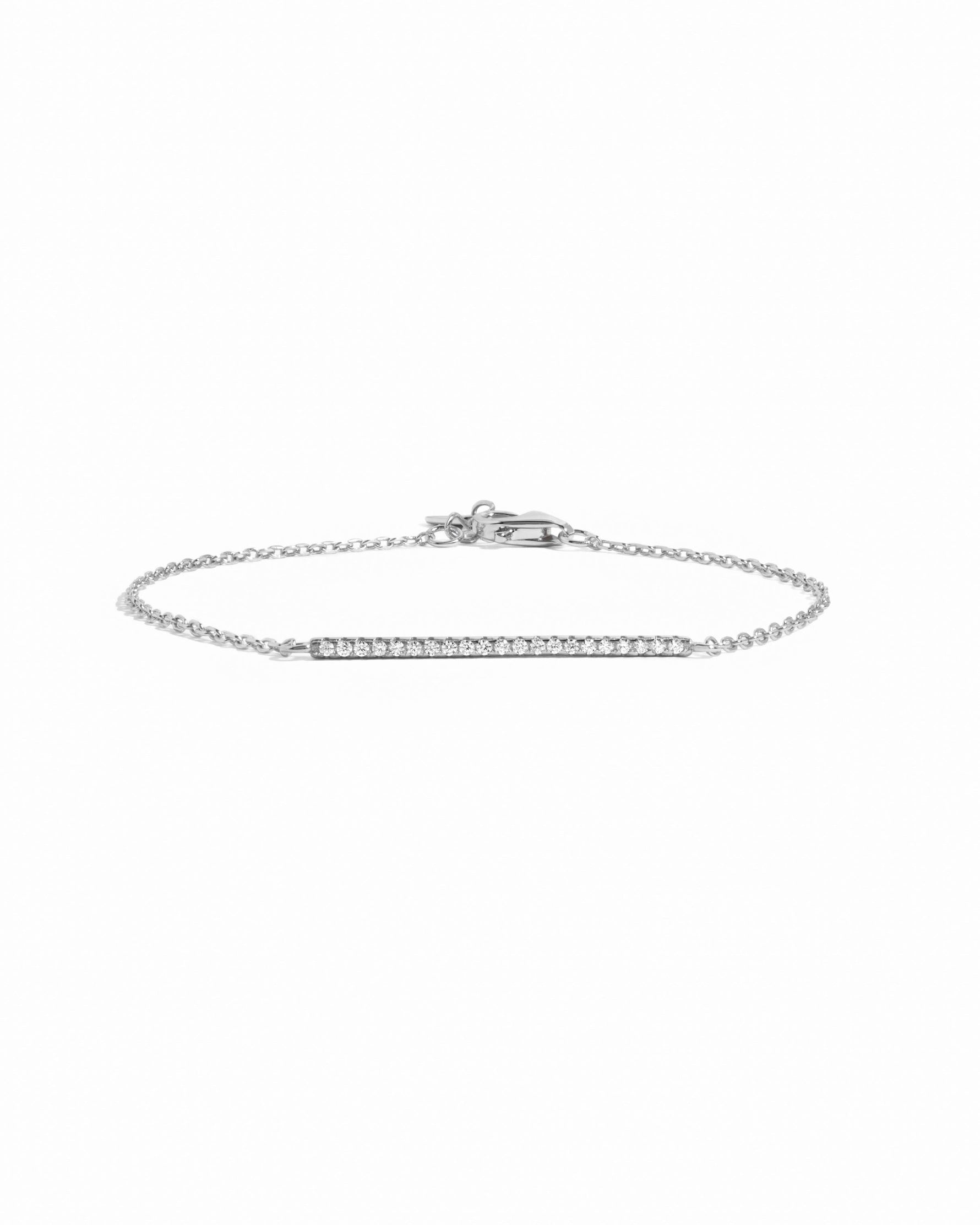 Sterling silver Pavé Bar bracelet by Sami Jewels featuring a sleek chain design on a white background.