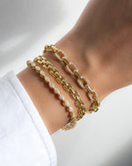 Gold Pave Chain Link Bracelet by Sami Jewels featuring a stylish stacked design and intricate pave detailing.