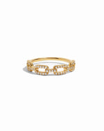 Gold Pavé Link Ring by Sami Jewels featuring sparkling diamond accents on a white background.