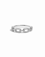 Sami Jewels Pavé Link Ring featuring sparkling diamonds set in sterling silver on a white background.