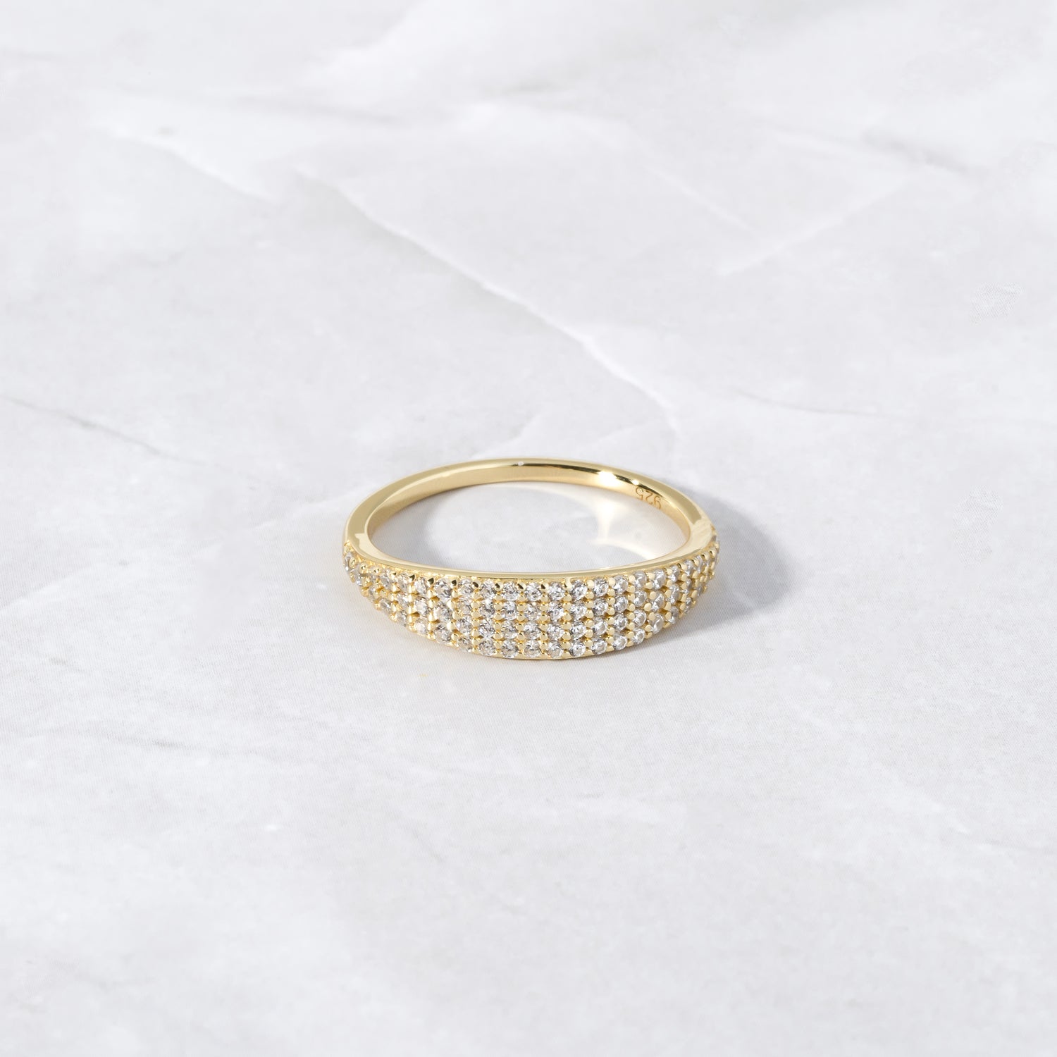 pave cz gold plated ring for her