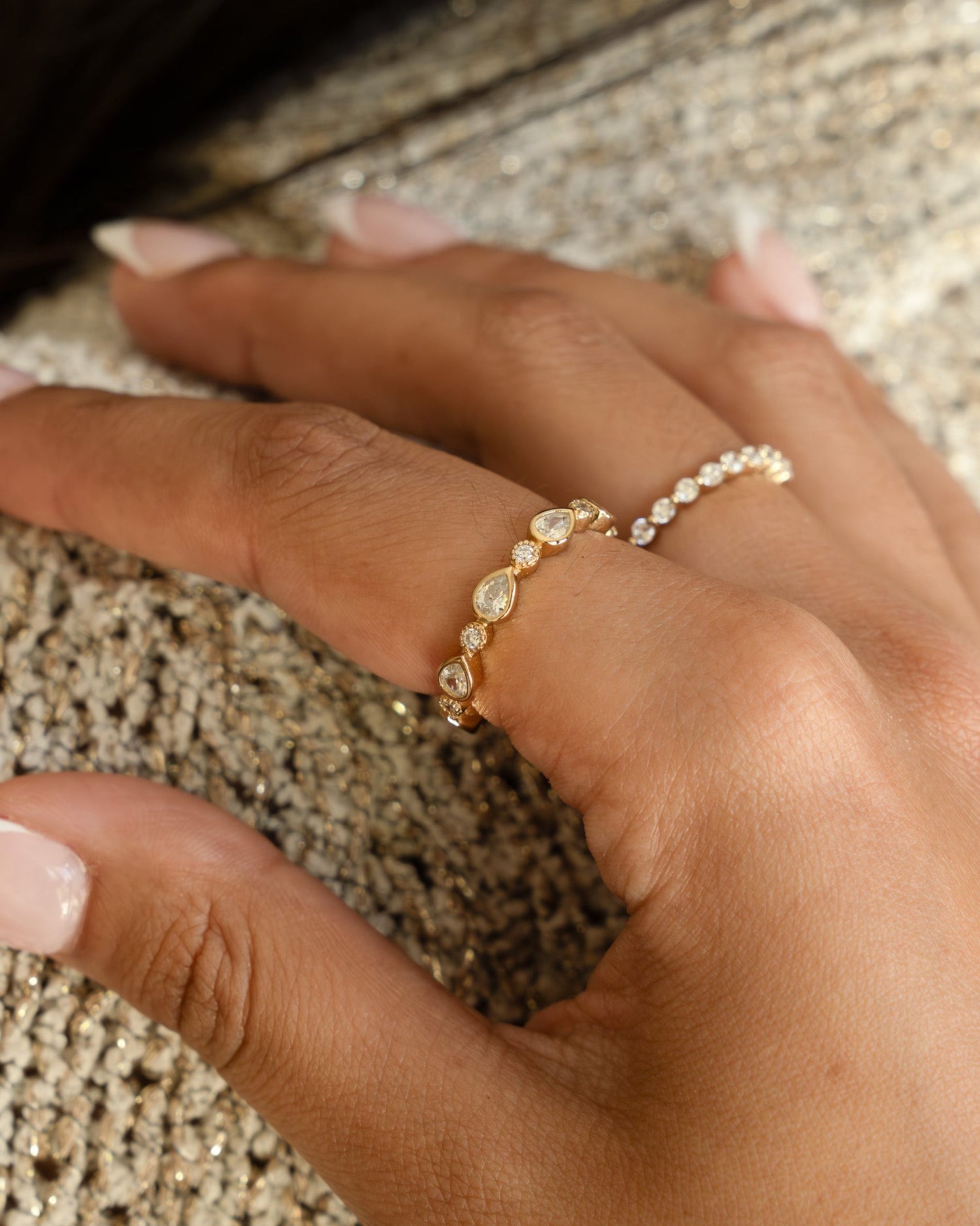 Gold Pear Stacking Ring by Sami Jewels featuring a pear-cut gemstone and a sleek, minimalist design for elegant stacking.