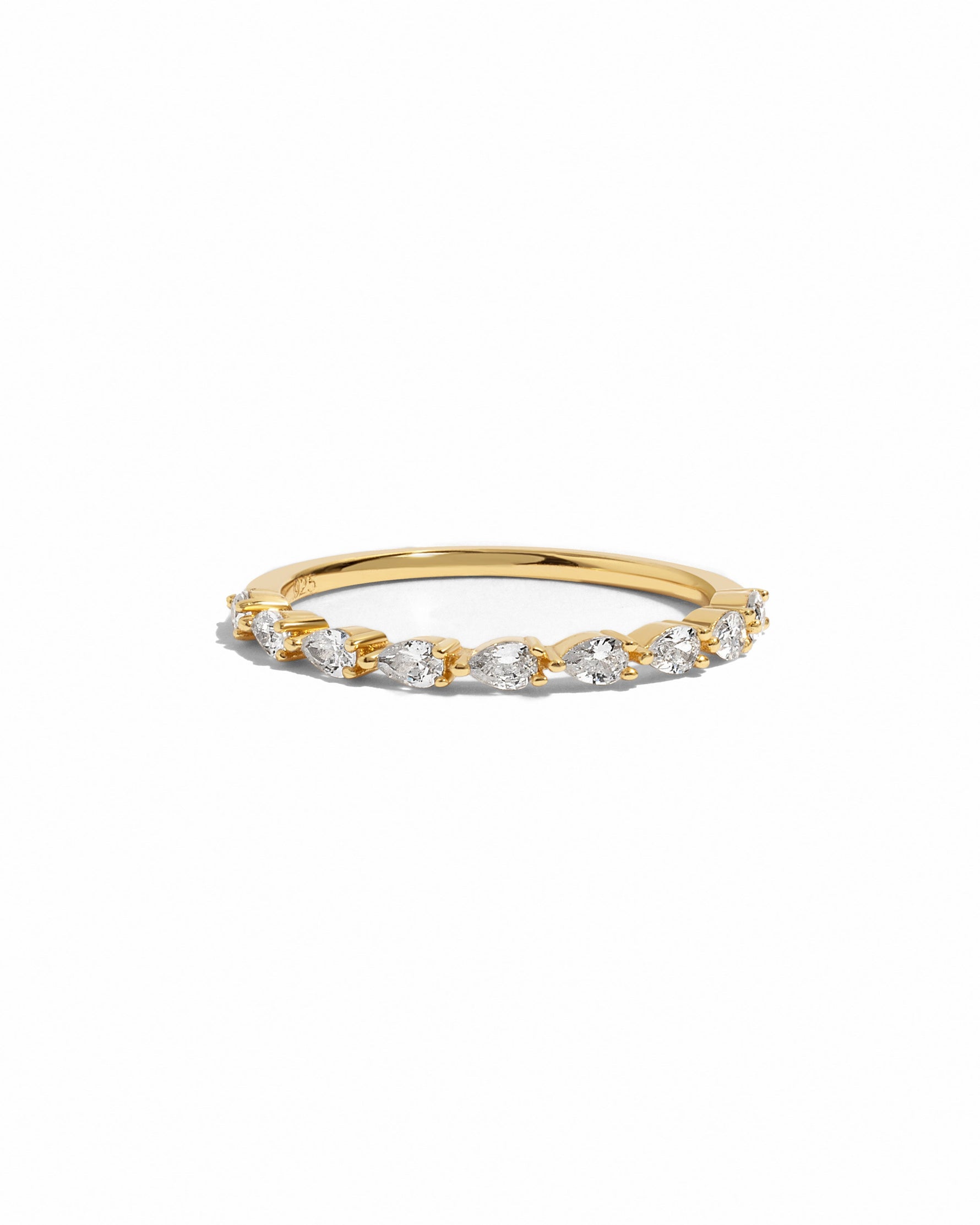 Gold Pear Stone Stacking Ring by Sami Jewels, featuring a pear-shaped gemstone on a slim band.