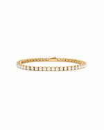 Gold stainless steel SS Pearl Tennis Bracelet with lustrous pearls, designed by Sami Jewels, waterproof and elegant for any occasion.