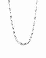 Silver stainless steel SS Pearl Tennis Necklace by Sami Jewels featuring a string of elegant white pearls.