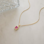 dainty gold pink pendant necklace