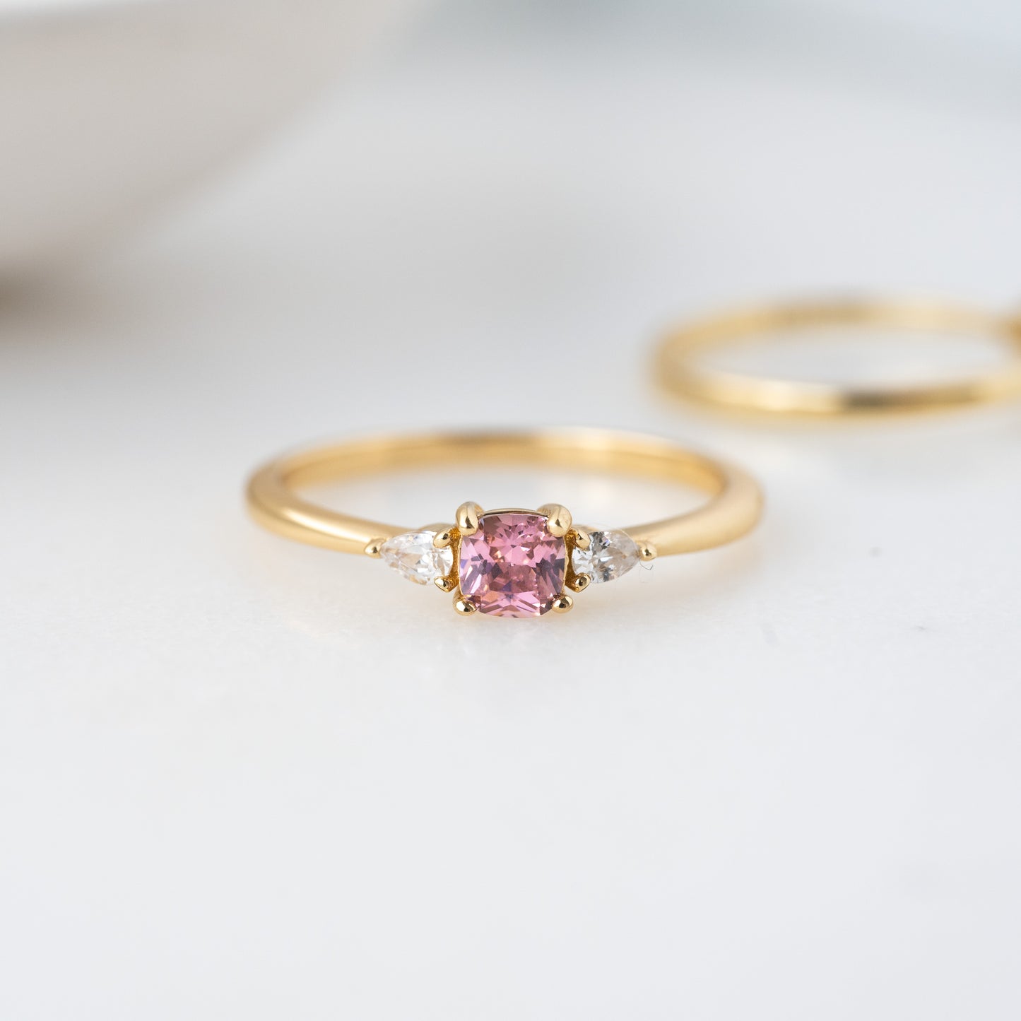 pink diamond gold ring