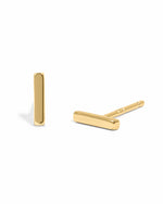 Gold plain bar stud earrings by Sami Jewels on a white background, showcasing simple and elegant jewelry design.
