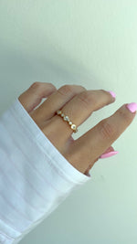 pear cut stacking ring in gold on model video 