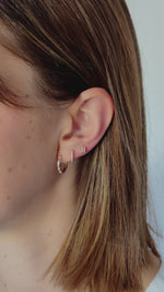 baguette hoop earrings styled in gold on model video 