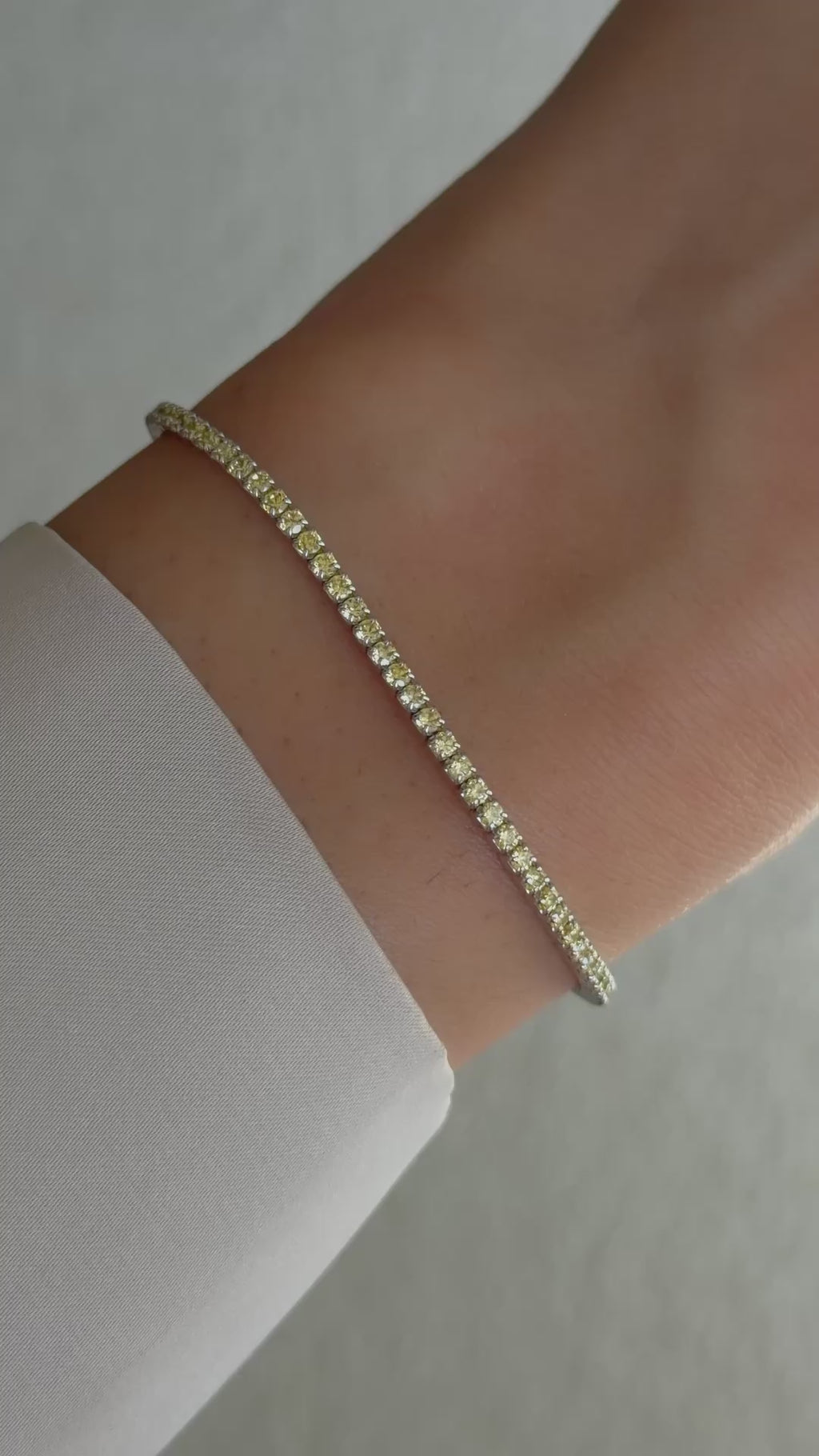 yellow diamond tennis bracelet in sterling silver on model