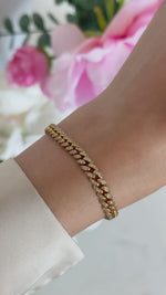 pave chain link bracelet in gold on model video